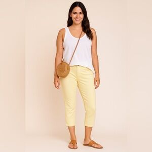 Ann Taylor LOFT Modern Capri Yellow Low Rise Stretchy Size 26
